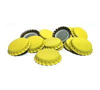 DIAH DO IT AT HOME 100 Pack Yellow Crown Caps 26mm - Decorative Beer Bottle Caps for DIY Homebrew, Fruit Cider & Radler - Airtight Sealing Crowns for Standard Glass Bottles (Set of 100)