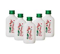 DIAH DO IT AT HOME 10x 100ml Mini Glass Flask Bottles with Green Screw Caps - Empty Clear Pocket Flasks with White 'Merry Christmas' Print for Homemade Liquor, Spirits & DIY Holiday Favors