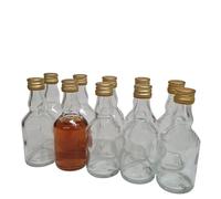 DIAH DO IT AT HOME 10x 50ml Small Clear Glass Bottles with Gold Caps - Mini Shot Flasks & Tincture Jars for DIY Alcohol, Liquor Samples, Spirits, Syrups & Wedding Table Gifts
