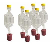 DIAH DO IT AT HOME 12 Pack Fermentation Airlocks & Bored Rubber Bungs - Professional 2-Chamber S-Shape Bubblers with Yellow Caps for DIY Wine, Beer & Cider - Airtight Demijohn Kit (Set of 12)