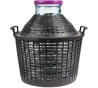 DIAH DO IT AT HOME 15L Wide Neck Glass Demijohn Carboy in Plastic Basket Storage Wine Making Wide Neck Balloon Fermenter