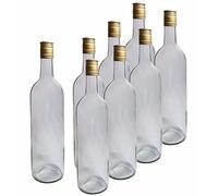 DIAH DO IT AT HOME 16 Pack 750ml Premium Clear Glass Wine Bottles with Gold Screw Caps - Elegant Bordeaux Design for DIY Home Brewing - Reusable Airtight Storage for Wine & Spirits (Set of 16)