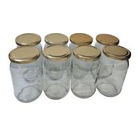 DIAH DO IT AT HOME 16 Pack 815ml Glass Jars with Gold Lids - Dishwasher Safe & Reusable Food Storage Jars - Professional DIY Preservation Set for Pickles, Jam & Honey - Food Grade (Set of 16)