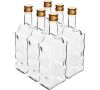 DIAH DO IT AT HOME 18 x 500ml 'Wave' Shape Glass Bottles with Gold Screw Caps - Unique Decorative Design for DIY Gin, Vodka, Oil & Vinegar - Elegant Homebrew Gifting Bottles (Set of 18 x 0.5L)