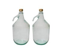 DIAH DO IT AT HOME 2 x 5L Large Glass Carboys with Leakproof Screw Caps - Reusable Brewing Demijohn Fermentation Vessels for Homemade Wine, Hard Cider, Spirits & Liquid Storage (Set of 2)