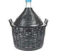 DIAH DO IT AT HOME 20L Glass Demijohn Carboy in Protective Plastic Basket - Large Narrow Neck Balloon Fermenter for DIY Winemaking, Cider & Beer - Heavy Duty Glass Vessel with Handles