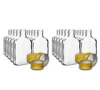 DIAH DO IT AT HOME 24 Pack 100ml Glass Hip Flask Bottles with Gold Screw Caps - Empty Miniature Spirit Bottles for DIY Wedding Favors, Homemade Liqueur Gifts, Sloe Gin & Vodka Samples (Set of 24)