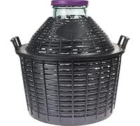 DIAH DO IT AT HOME 25L Wide Neck Glass Demijohn Carboy with Plastic Basket - Large Clear Fermenter Jug for Bulk Homebrew Wine Making, Fruit Fermentation & Wash Storage