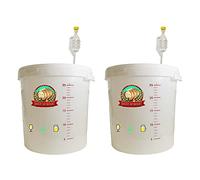 DIAH DO IT AT HOME 2X 30L Clear Fermentation Bucket with Lid & Airlock - Professional Homebrew Fermenter with Liter Scale & Recipes - BPA-Free Food Grade Plastic for DIY Wine, Beer, Cider & Mead