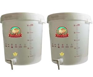 DIAH DO IT AT HOME 2X 30L Fermentation Bucket Set with Taps & Lids - Complete Homebrew Fermenter Kit with Airlocks, Bungs & Graduation Scale - BPA-Free Food Grade Plastic for DIY Wine, Beer & Cider