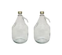 DIAH DO IT AT HOME 2X 3L Glass Demijohn Fermentation Bottle with Airtight Screw Cap - Clear Empty Carboy Jug for DIY Wine Making, Hard Cider, Mead, Kombucha & Liquid Storage (Set of 2)
