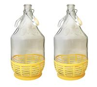 DIAH DO IT AT HOME 2X 5L Clear Glass Demijohn - Empty Gallon Carboy Fermenter Jug for Home Brewing, DIY Wine Making, Hard Cider, Mead, Kombucha & Liquid Storage (Set of 2)