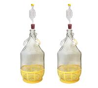 DIAH DO IT AT HOME 2X 5L Glass Demijohn Fermenter with Airlock & Rubber Bung - Clear Carboy Jug for Home Brewing Wine, Cider, Mead, Kombucha & Beer Storage (Set of 2)