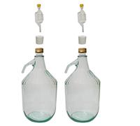 DIAH DO IT AT HOME 2X 5L Glass Demijohns with Handles - Complete Winemaking Kit with Screw Caps, S-Type Airlocks & Rubber Bungs - 1 Gallon Carboys for DIY Cider, Wine & Mead