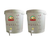 DIAH Do It At Home 2X Plastic Fermentation Buckets with Taps, Lids & Bungs - Complete Home Brewing Fermenter Kit for Beer, Wine, Liquid Dispensing & DIY Fermented Drinks