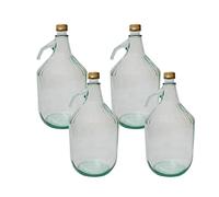 DIAH DO IT AT HOME 4X 5L Large Glass Carboys with Leakproof Screw Caps - Reusable Brewing Demijohn Fermentation Vessels for Homemade Wine, Hard Cider, Spirits & Liquid Storage (Set of 4)