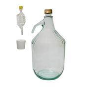 DIAH DO IT AT HOME 5L Glass Demijohn with Handle - Complete Winemaking Kit with Screw Cap, S-Type Airlock & Rubber Bung - 1 Gallon Carboy for DIY Cider, Wine & Mead