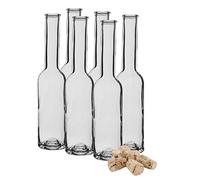 DIAH DO IT AT HOME 6 Pack 200ml Glass Bottles with Natural Airtight Corks - Elegant Small Slim Bottles for DIY Spirits, Sloe Gin, Liqueurs & Oils - Premium Homebrew Gifting Set (6 x 0.2L)