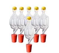 DIAH DO IT AT HOME 6-Pack Fermentation Airlock & Rubber Bung Set - Professional Double-Bubble S-Type Airlocks with Dust Caps & Bored Stoppers for Wine & Beer Making - DIY Homebrew Kit (Set of 6)