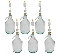 DIAH DO IT AT HOME 6 x 5L Glass Demijohn with Screw Cap and Airlock and Bung Fermentation Carboy Cider Wine Making Storage