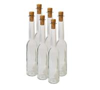 DIAH DO IT AT HOME 6x 200ml Clear Glass Bottles with Cork Stoppers - Empty Decorative Flasks for Homemade Liqueur, Schnapps, Olive Oil, Vinegar, Syrups & DIY Wedding Favors