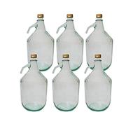 DIAH DO IT AT HOME 6X 5L Large Glass Carboys with Leakproof Screw Caps - Reusable Brewing Demijohn Fermentation Vessels for Homemade Wine, Hard Cider, Spirits & Liquid Storage (Set of 6)