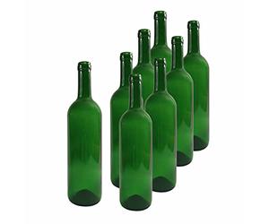 DIAH DO IT AT HOME 8 Pack Green Glass Wine Bottles 750ml (0.75L) - UV Protective Glass for DIY Homebrew Wine Making, Cider & Mead - Standard Bordeaux Style Cork Neck Bottles (Set of 8)