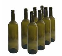 DIAH DO IT AT HOME 8 x 750ml Olive Green Bordeaux Wine Bottles - UV Protective Glass for DIY Red & Fruit Wine - Elegant High-Shoulder Design for Standard Corking & Aging (Set of 8)