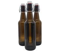 DIAH DO IT AT HOME Brown Glass Beer Bottle 500 ml with Plastic Swing Top 10pcs.