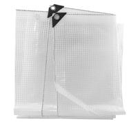 DIAH DO IT AT HOME Large Clear Tarpaulin with Reinforced Mesh 100GSM (8m x 10m) - Transparent Waterproof Tarp Cover & Ground Sheet for Greenhouse, Garden Plants, Patio Canopy & Balcony