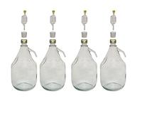DIAH DO IT AT HOME Set 4 x 3L Glass Demijohn Carboys with Handles - Complete Small Batch Fermentation Jug Set with Airlocks, Rubber Bungs & Screw Caps for DIY Winemaking, Mead & Cider