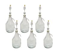 DIAH Do It At Home Set 6X 3L Glass Demijohn Carboys with Handles - Complete Small Batch Fermentation Jug Set with Airlocks, Rubber Bungs & Screw Caps for DIY Winemaking, Mead & Cider