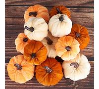 Diahom Pumpkin Decor 12pcs Artificial Fake Faux Velvet Foam Fabric Pumpkins Decoration for Fall Home Farmhouse Harvest Thanksgiving Decorative