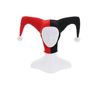 Diajosa cos Harlequin Jester Costume Hat Bonnet Red and Black Evil Clown Costume Hat Cap Accessories Headpiece for Adult (Style 1, One Size)