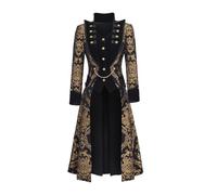 Diajosa cos Women's Renaissance Gothic Coat Medieval Pirate Steampunk Vest Jacket Victorian Tailcoat Frock Coat, Black, XL
