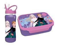 Diakakis Disney Frozen Kids Childrens Lunch Box Set - Sandwich Box & Stainless Steel Water Bottle 500ml - School Travel Lunch Food Set, BPA Free