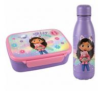 Diakakis Gabby's Dollhouse Kids Lunch Box & Aluminium Water Bottle Set - BPA Free School Lunch Set for Boys & Girls, 800ml Sandwich Box & 500ml Drinks Bottle for School, Travel & Days Out