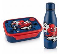 Diakakis Marvel Spiderman Kids Lunch Box & Aluminium Water Bottle Set - BPA Free School Lunch Set for Boys & Girls, 800ml Sandwich Box & 500ml Drinks Bottle for School, Travel & Days Out
