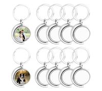 Diakey 10 Pack Metal Sublimation Keychain Blanks, 360° Rotating Double-Sided Sublimation Blanks, Heat Transfer DIY Key Chain with Keyring, Circle