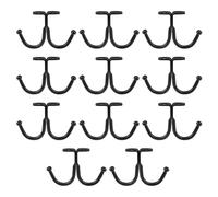 Diakey 10 Pack Under Cabinet Hooks, Double Prong Ceiling Heavy Duty Shelf Coffee Cup Coat Hangers Mug Hooks for Hanging Bathroom Kitchen Wall, Black