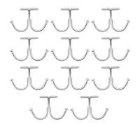 Diakey 10 Pack Under Cabinet Hooks, Double Prong Ceiling Heavy Duty Shelf Coffee Cup Coat Hangers Mug Hooks for Hanging Bathroom Kitchen Wall, Silver