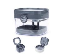 Diakey 2 in 1 Retainer Case, Denture Bath Mouth Guard Aligner Cleaner Case, Holder, Container, Organizer, Denture Cup with Mirror for Soaking False Teeth, Dark Gray