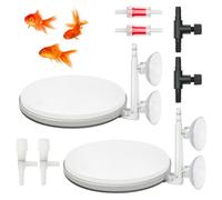 Diakey 2 Pack Aquarium Air Stone, Fish Tank Bubbler with Suction Cup, Regulating & Check Valve, High Dissolved Nano Bubble Diffuser Decorations for Air Pump Accessories, 10cm