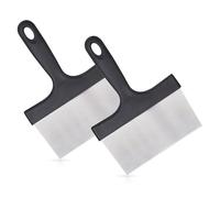Diakey 2 Pack Griddle Scraper, Stainless Steel Flat Top Grill Scraper with 12cm Handle, Food Scraper Tool for Griddle Accessories, Outdoor Barbecue Turner Tools