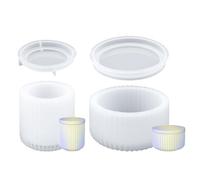 Diakey 2 Pack Jar with Lid Candle Holder Resin Molds, Round Silicone Container Molds for Epoxy Resin Casting for Jewelry Box Candy Storage Succulent Pot Tealight Craft, Stripe