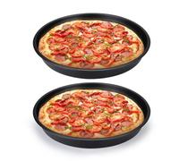 Diakey 2 Pack Pizza Pan for Oven, Deep Dish Pizza Tray, Non-Stick Carbon Steel, Round Baking Sheet Plates, 26.5cm/ 10 Inch