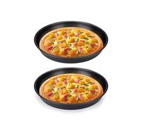 Diakey 2 Pack Pizza Pan for Oven, Deep Dish Pizza Tray, Non-Stick Carbon Steel, Round Baking Sheet Plates, 21.5cm/ 8 Inch