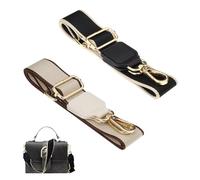 Diakey 2 Pack Purse Strap Replacement Crossbody, 3.8cm Wide Shoulder Strap Adjustable for Handbag Duffle Bag, Black + Beige
