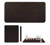 Diakey 2 Pack Soft Foldable Reusable Nail Mat for Table Desk, Waterproof Slip-resistant Leather Nail Pads for Manicure Art Polish Training Home DIY Salon, Dark Brown