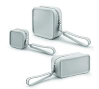 Diakey 3 Pack Silicone Makeup Bag, Soft Waterproof Travel Cosmetic Bag Make Up Organizer Case with Hand Strap, Shatterproof Zipper Skincare Pouch Toiletry Bag for Women, Grey